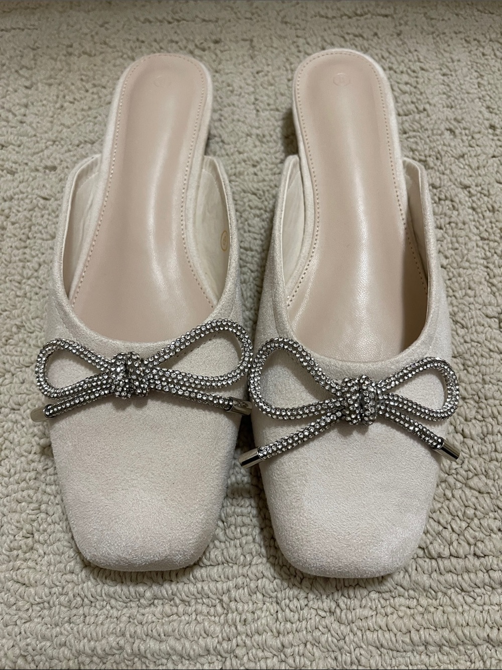 Sparkly bow slip on shoes size 8 NWOT